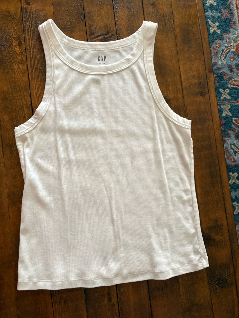 Gap Rib Halter Tank Top in White